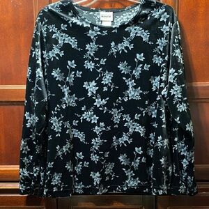 Bentley Plus Floral Velvet Long Sleeve vintage Top plus size 2X